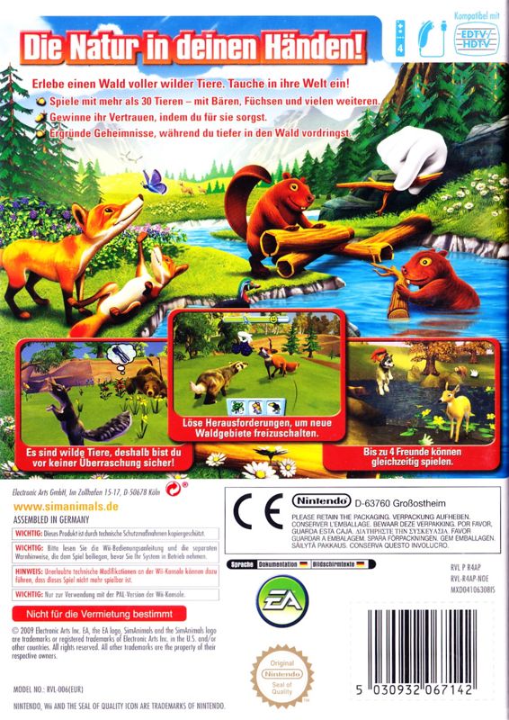 Back Cover for SimAnimals (Wii)