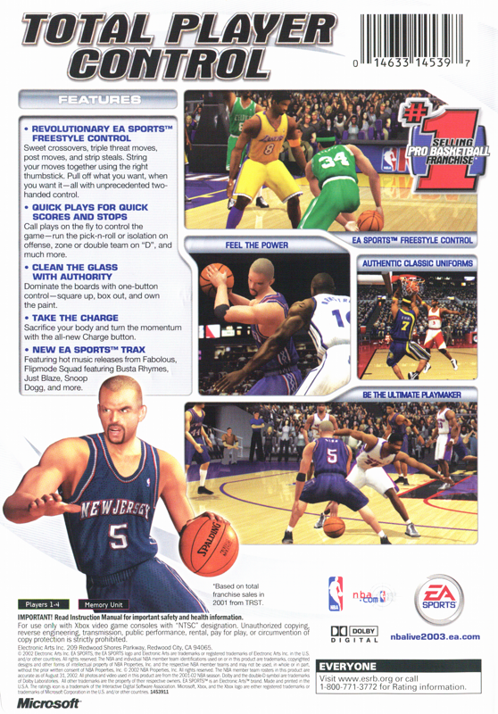 Back Cover for NBA Live 2003 (Xbox)