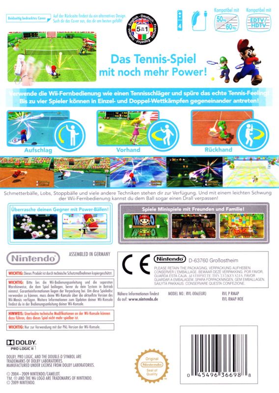 Back Cover for Mario Power Tennis (Wii)