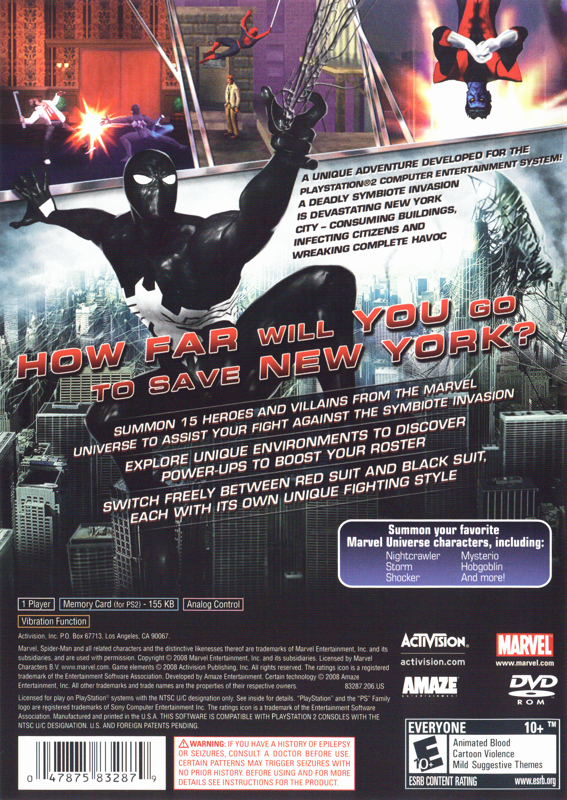Back Cover for Spider-Man: Web of Shadows - Amazing Allies Edition (PlayStation 2)