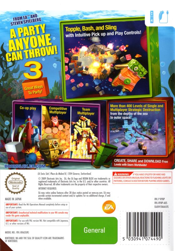 Back Cover for Boom Blox Bash Party (Wii)