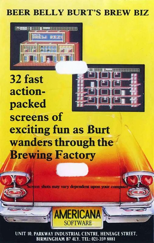 Back Cover for Beer Belly Burt's Brew Biz (Commodore 64) (Americana Software release)