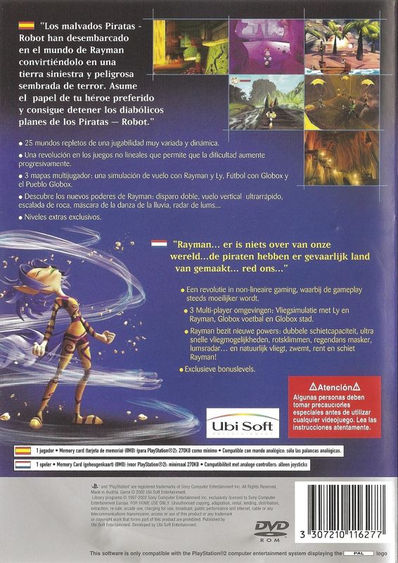 Back Cover for Rayman 2: The Great Escape (PlayStation 2) (Platinum release)