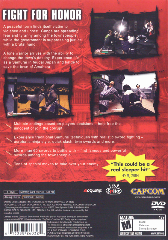 Back Cover for Way of the Samurai 2 (PlayStation 2)