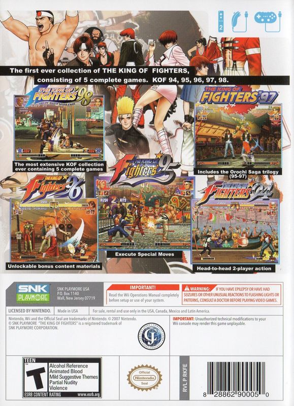 Back Cover for The King of Fighters Collection: The Orochi Saga (Wii)