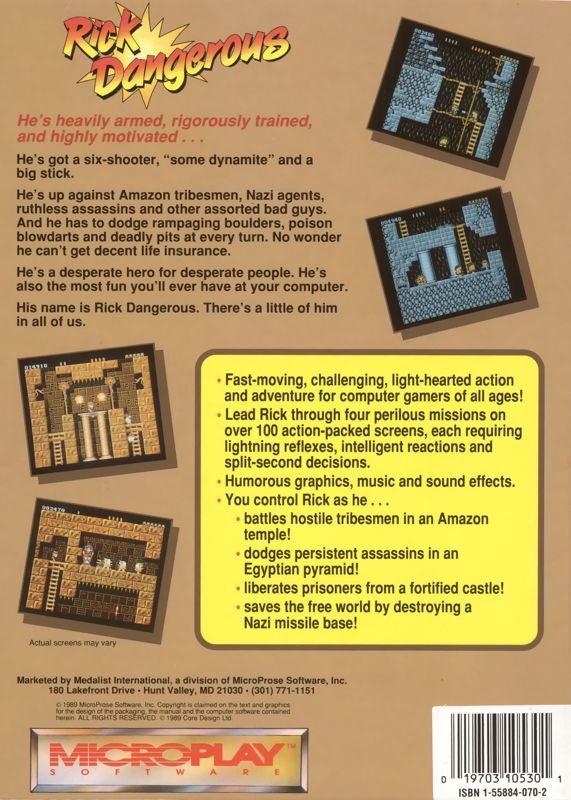 Back Cover for Rick Dangerous (Commodore 64)