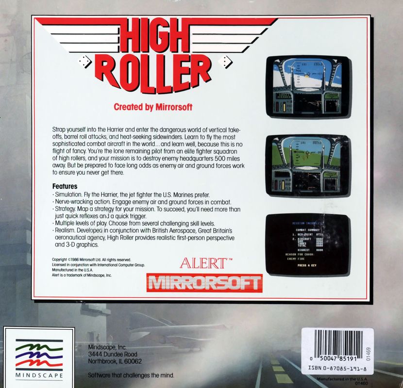 Back Cover for High Roller (Commodore 64)