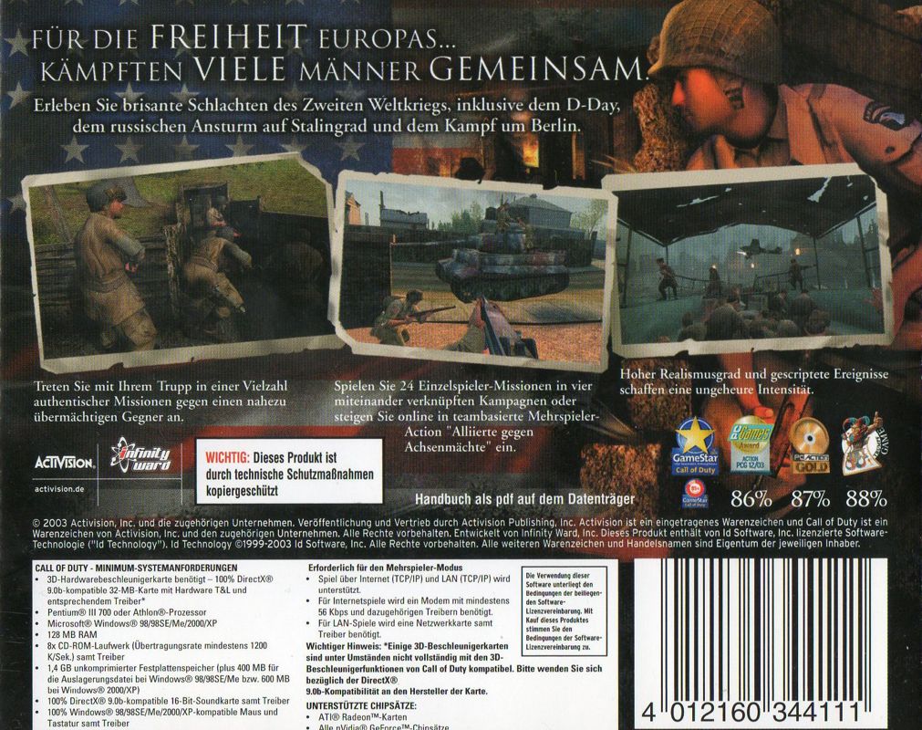 Back Cover for Call of Duty (Windows) (Software Pyramide release)