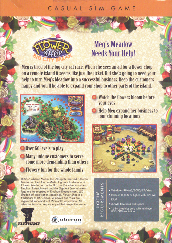 Back Cover for Flower Shop: Big City Break (Windows)