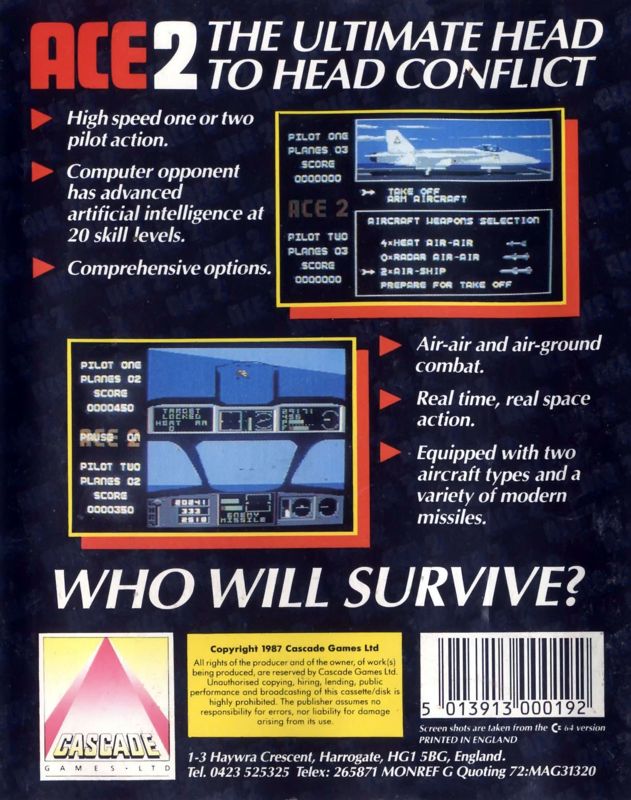 Back Cover for ACE 2 (Commodore 64)