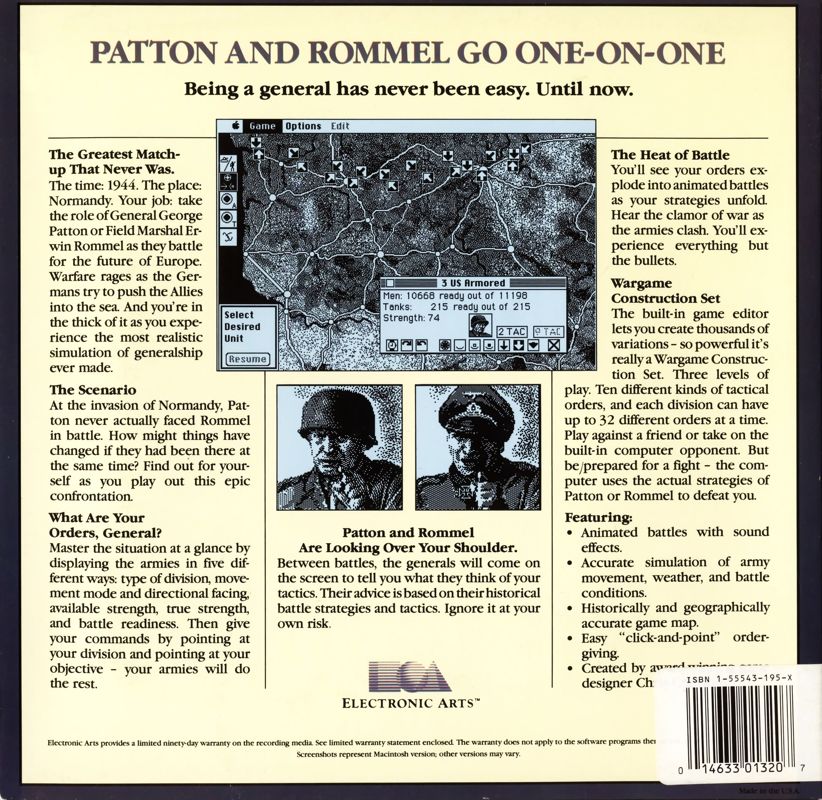Back Cover for Patton vs Rommel (Commodore 64)