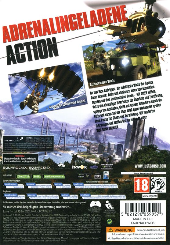 Other for Just Cause 2 (Limited Edition) (Windows): Keep Case - Back