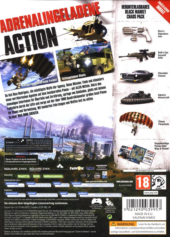 Back Cover for Just Cause 2 (Limited Edition) (Windows)