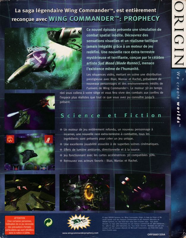Back Cover for Wing Commander: Prophecy (Windows)