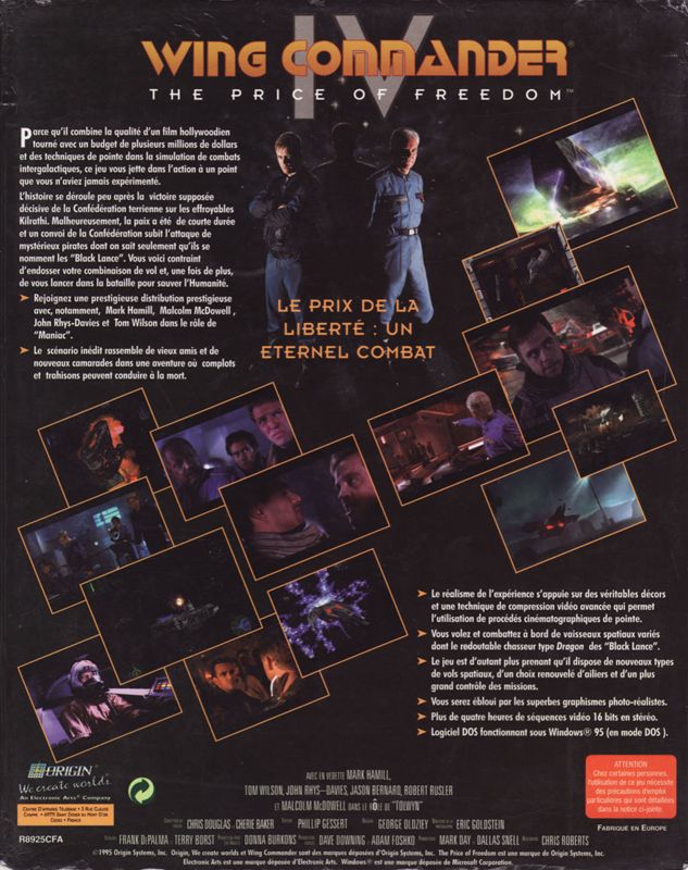 Back Cover for Wing Commander IV: The Price of Freedom (DOS)