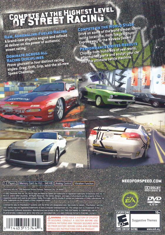 Back Cover for Need for Speed: ProStreet (PlayStation 2)