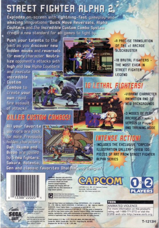Back Cover for Street Fighter Alpha 2 (SEGA Saturn)