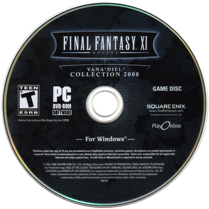 Media for Final Fantasy XI Online: Vana'Diel Collection 2008 (Windows): Game Disc