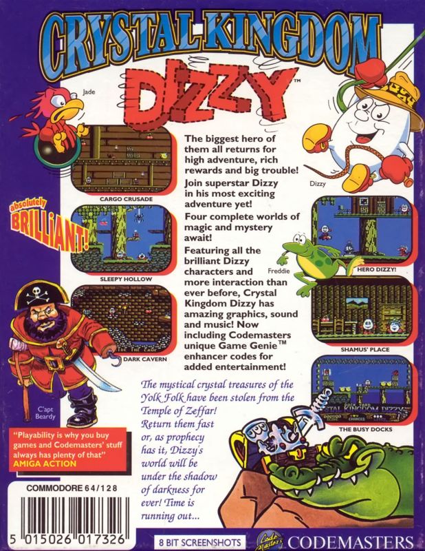 Back Cover for Crystal Kingdom Dizzy (Commodore 64)