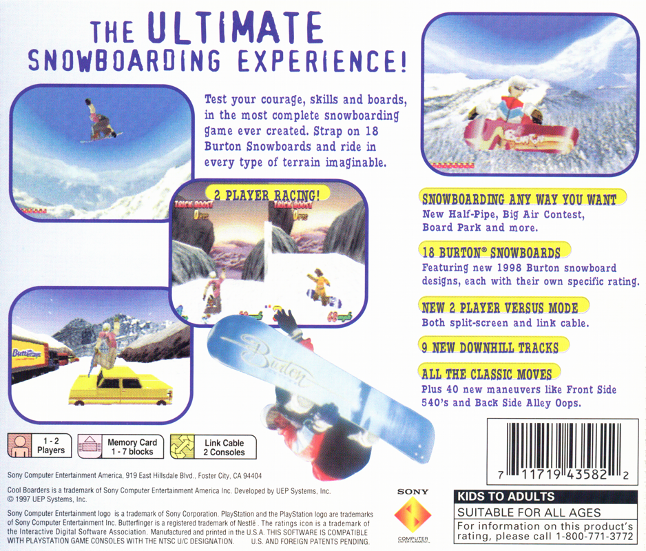 Back Cover for Cool Boarders 2 (PlayStation)