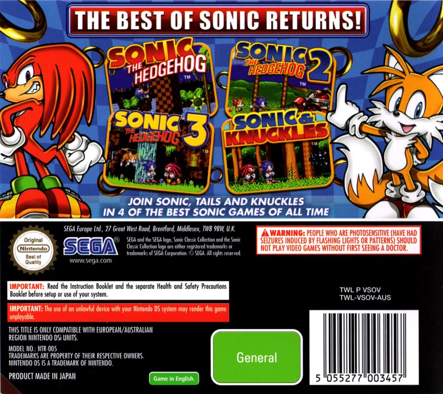 Sonic Classic Collection cover or packaging material - MobyGames