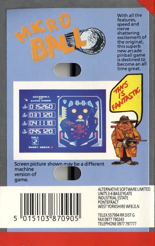 Back Cover for Microball (Commodore 64)