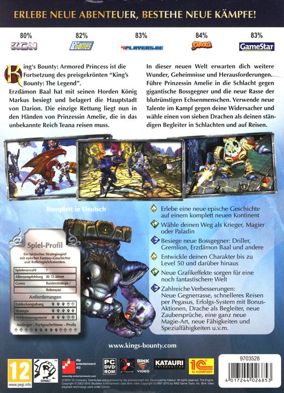 Back Cover for King's Bounty: Armored Princess (Windows)