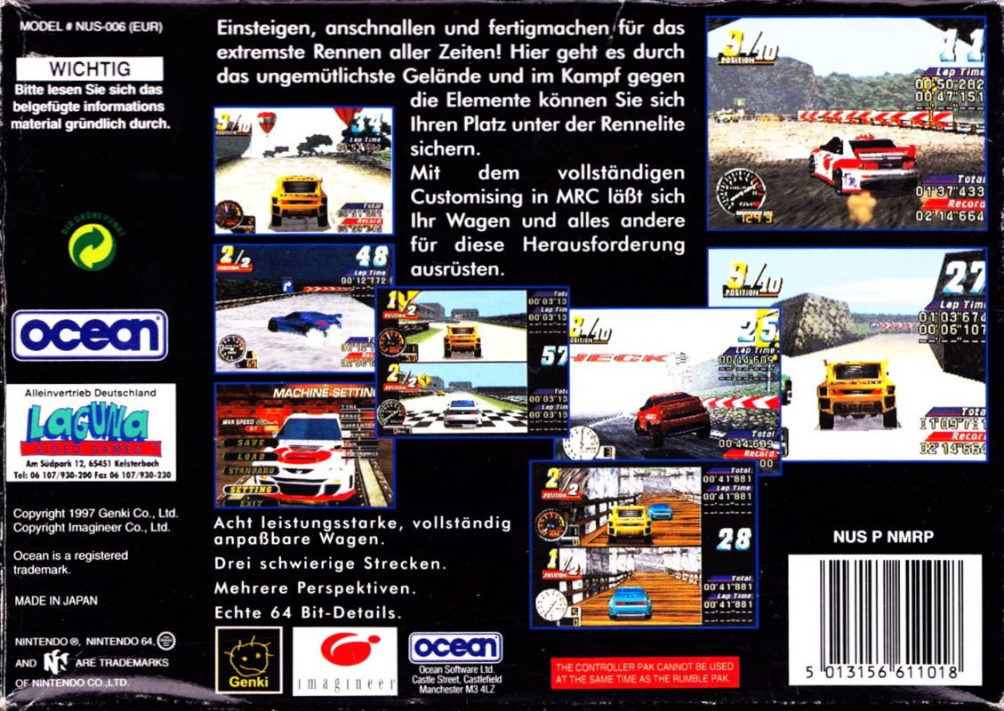 Back Cover for MRC: Multi-Racing Championship (Nintendo 64)