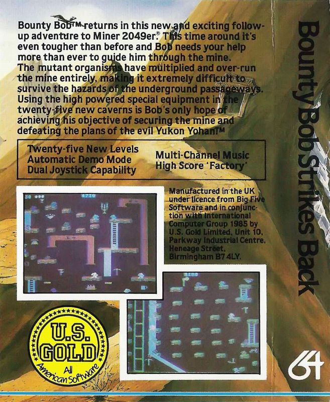 Back Cover for Bounty Bob Strikes Back! (Commodore 64)