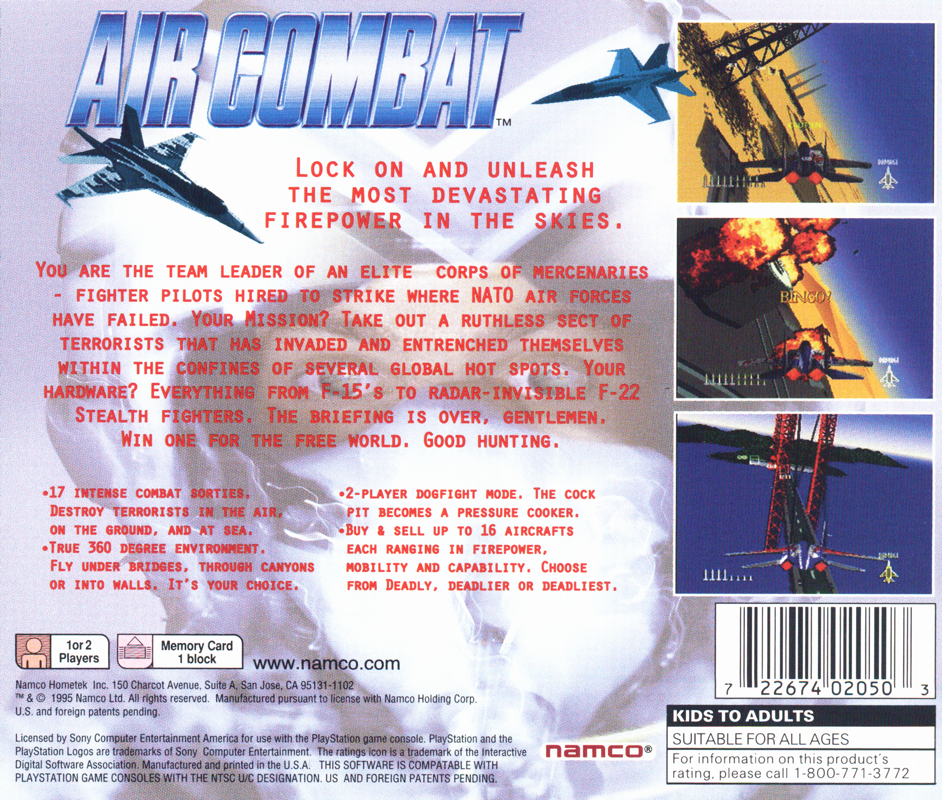 Back Cover for Air Combat (PlayStation) (Greatest Hits release (E rating))