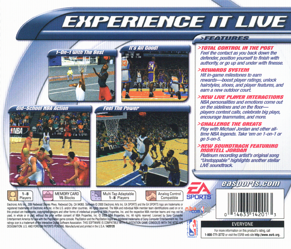 Back Cover for NBA Live 2001 (PlayStation)