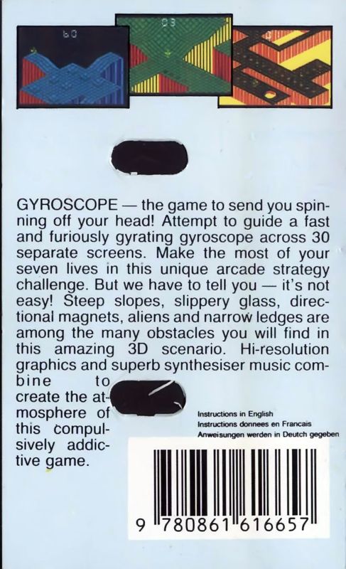 Back Cover for Gyroscope (Commodore 64)