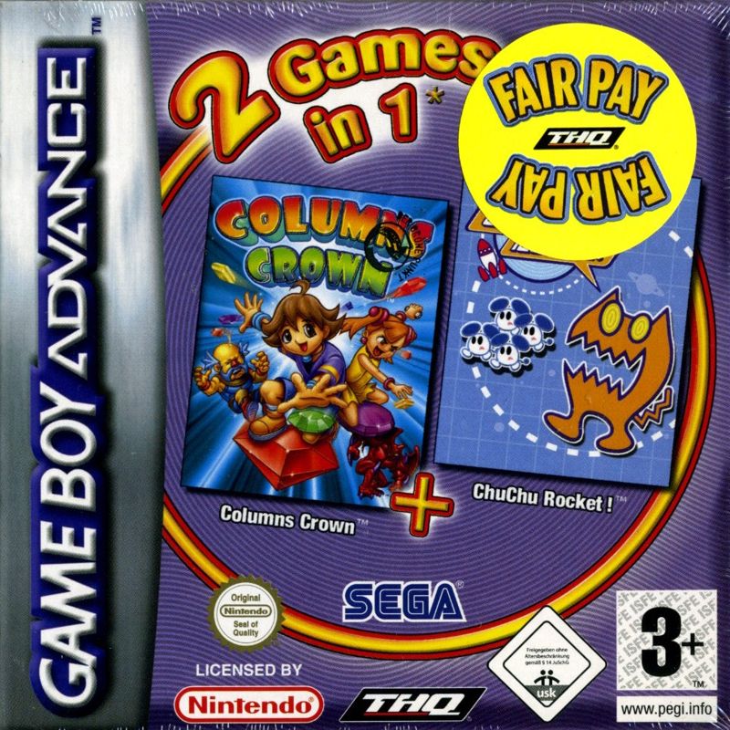 Front Cover for 2 Games in 1: Columns Crown + ChuChu Rocket! (Game Boy Advance) (Fair Pay budget release)