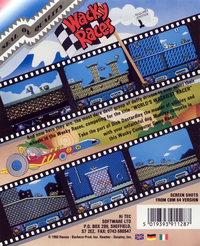 Back Cover for Wacky Races (Commodore 64)