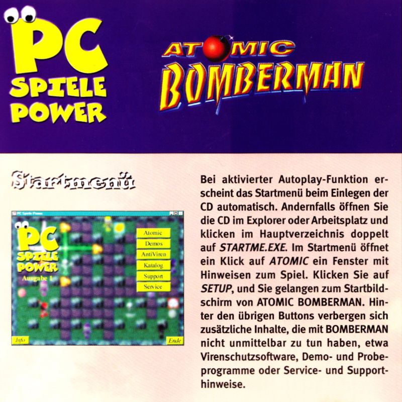 Inside Cover for Atomic Bomberman (Windows) (PC Spiele Power No. 1 covermount): Cardboard Cutout - Inside Left