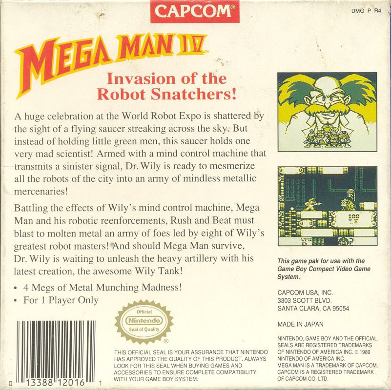 Back Cover for Mega Man IV (Game Boy)