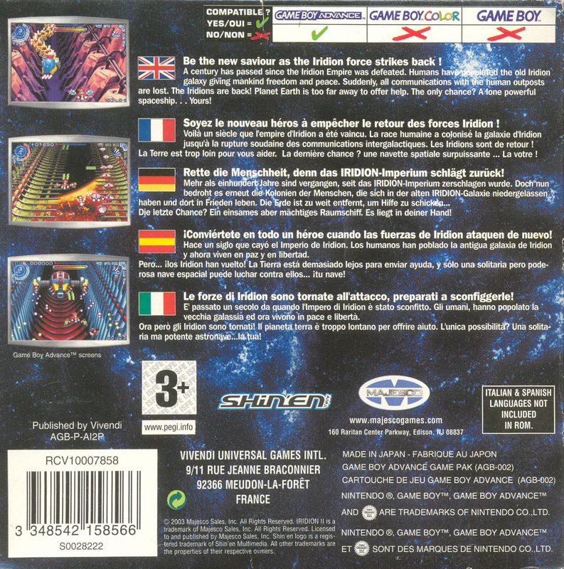 Back Cover for Iridion II (Game Boy Advance)