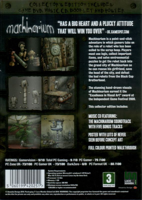Back Cover for Machinarium (Collector's Edition) (Macintosh and Windows)