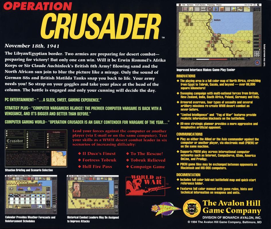 Back Cover for Operation Crusader (Macintosh)