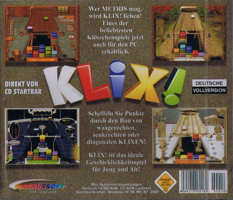 Back Cover for Klix! (Windows)
