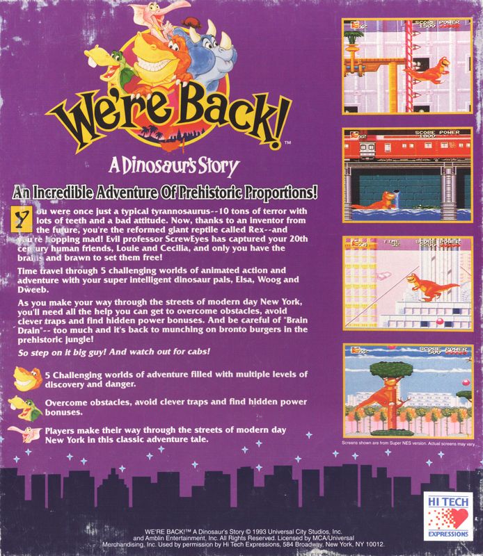 Back Cover for We're Back!: A Dinosaur's Story (DOS)