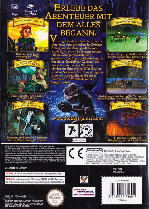 Back Cover for The Hobbit (GameCube)