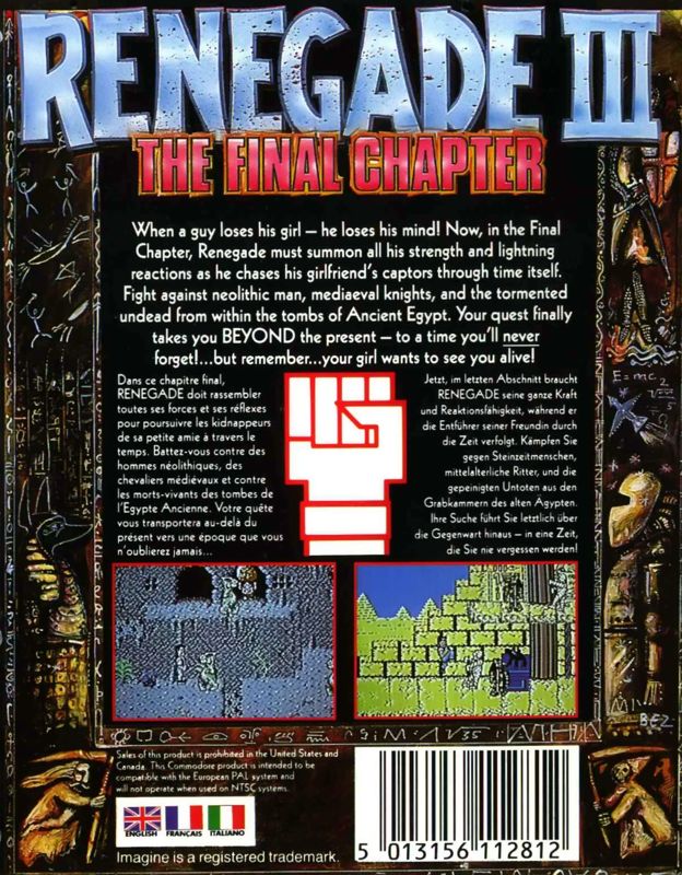 Back Cover for Renegade III: The Final Chapter (Commodore 64)