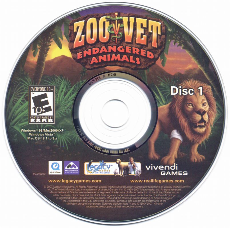 Media for Zoo Vet: Endangered Animals (Macintosh and Windows): Disc 1/2