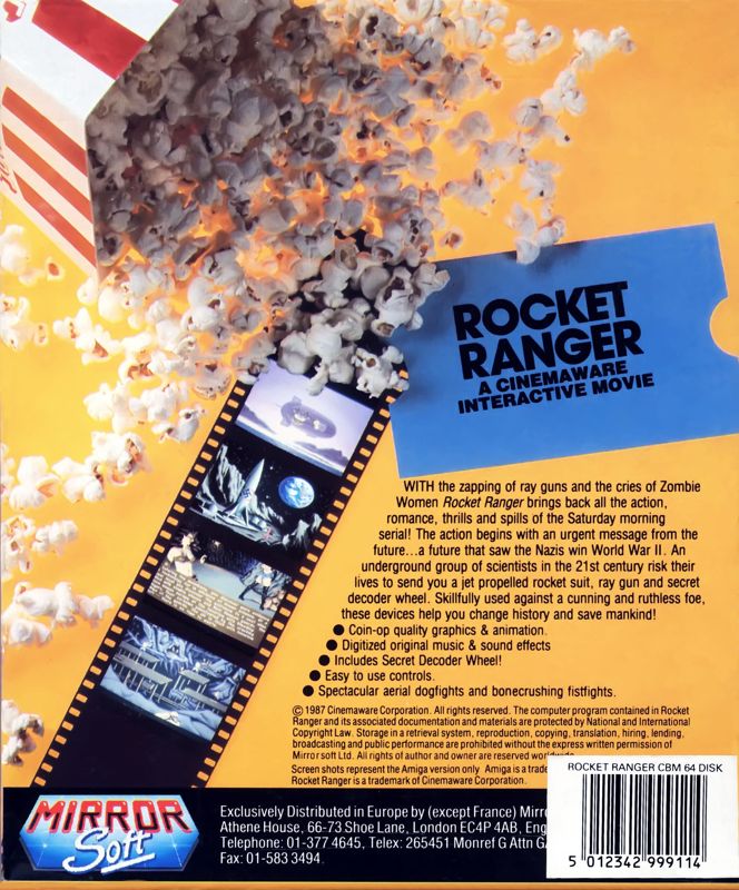 Back Cover for Rocket Ranger (Commodore 64)