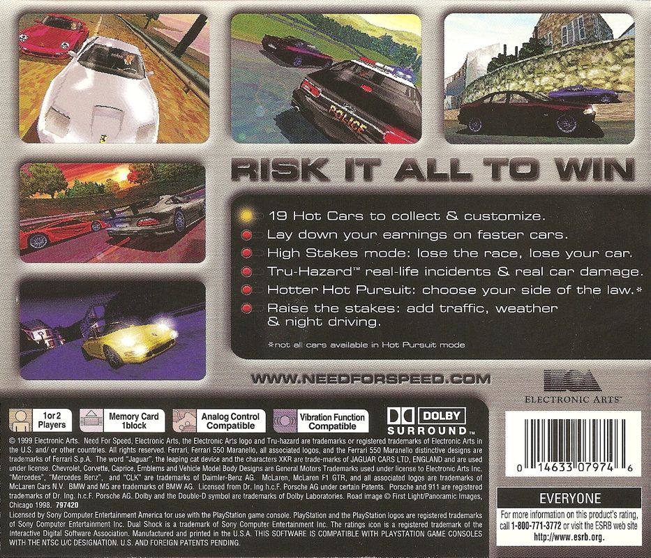 Back Cover for Need for Speed: High Stakes (PlayStation)