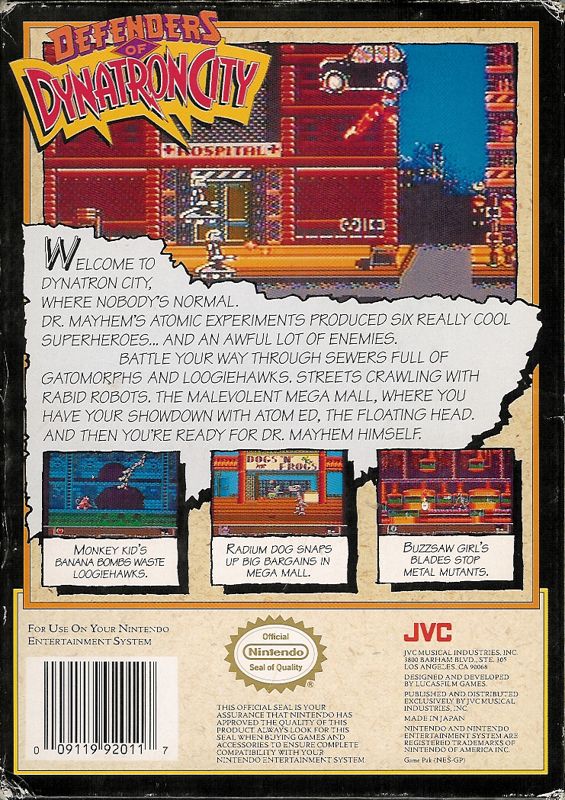 Back Cover for Defenders of Dynatron City (NES)