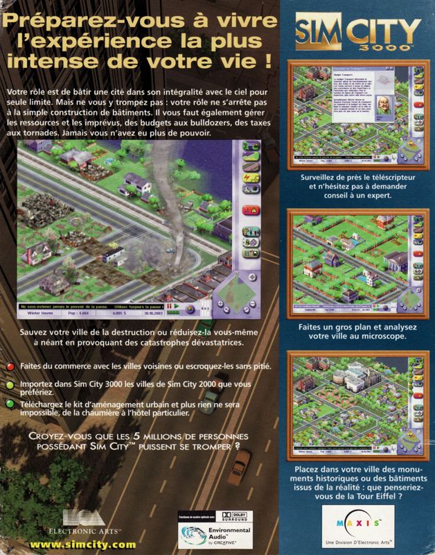 Back Cover for SimCity 3000 (Windows)