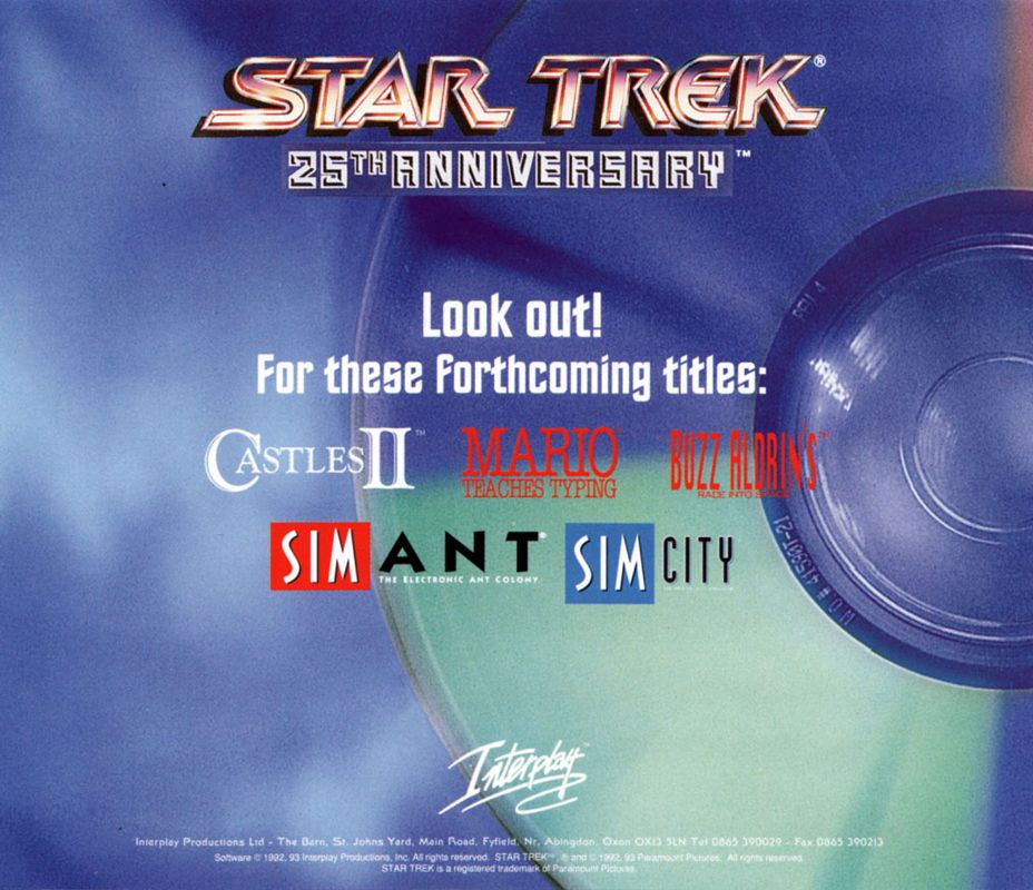Other for Star Trek: 25th Anniversary (DOS) (Enhanced CD-ROM release): Jewel Case - Back