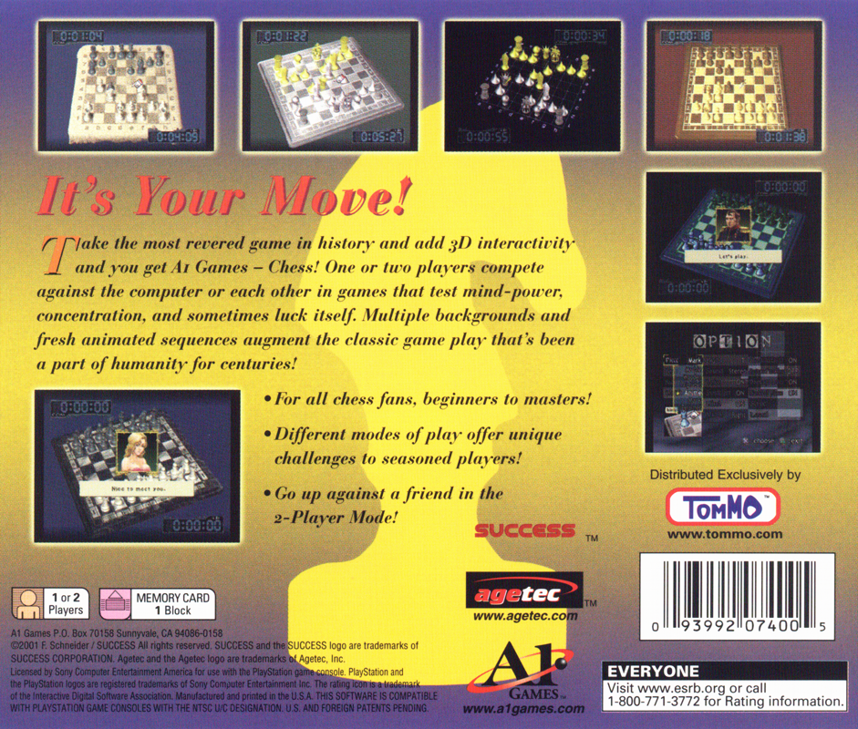 Back Cover for Chess (PlayStation)